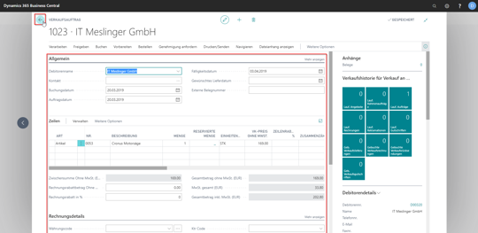 Business Central | Auftrag erstellen Schritt 3