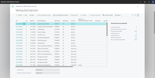 eCOUNT Dynamics 365 Business Central |  CRM Verkaufschancen über Kontakte 8