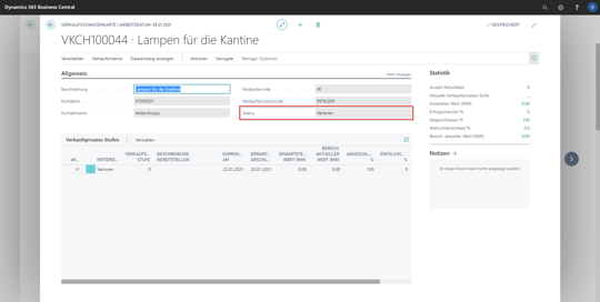 eCOUNT Dynamics 365 Business Central | CRM Verkaufschancen 9