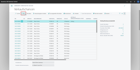 eCOUNT Dynamics 365 Business Central |  CRM Verkaufschancen 2