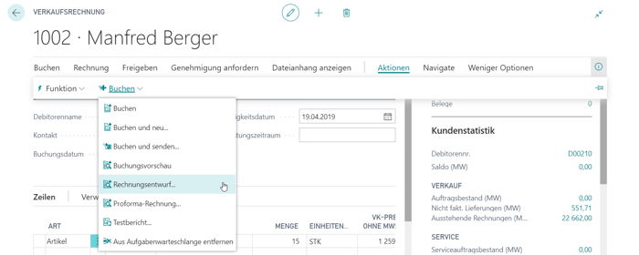 eCOUNT Dynamics 365 Business Central - Verkaufsrechnung