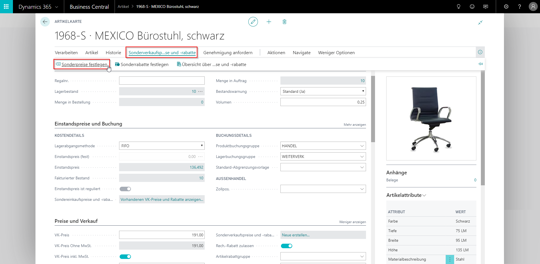 Sonderpreise einspielen Business Central