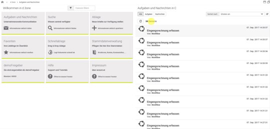 Einsicht in die Aufgaben und Nachrichten des Workflows