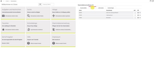 Stammdaten: Übersicht über die Konten