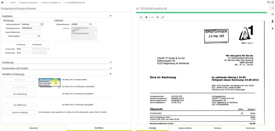 Auswahl der Aktivität im Workflow