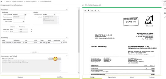 Historie des Eingangsrechnungsworkflows