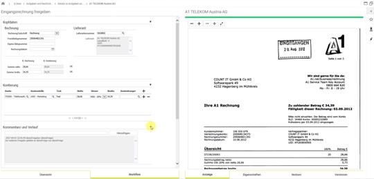 Historie des Eingangsrechnungsworkflows