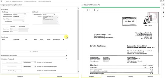 Kontierung im Zuge des Eingangsrechnungsworkflows