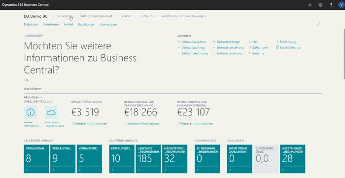 Business Central | Dashboard Navigation GIF